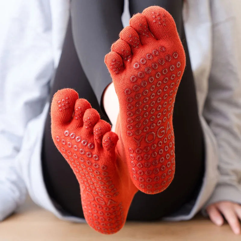 Pilates Dance Gym Yoga Socks Cotton Five-Finger Non-Slip Sports Socks Breathable Quick-Dry Elasticity Fitness Socks