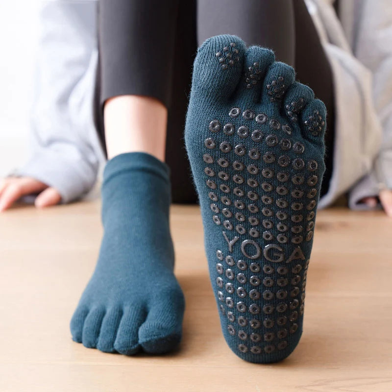 Pilates Dance Gym Yoga Socks Cotton Five-Finger Non-Slip Sports Socks Breathable Quick-Dry Elasticity Fitness Socks