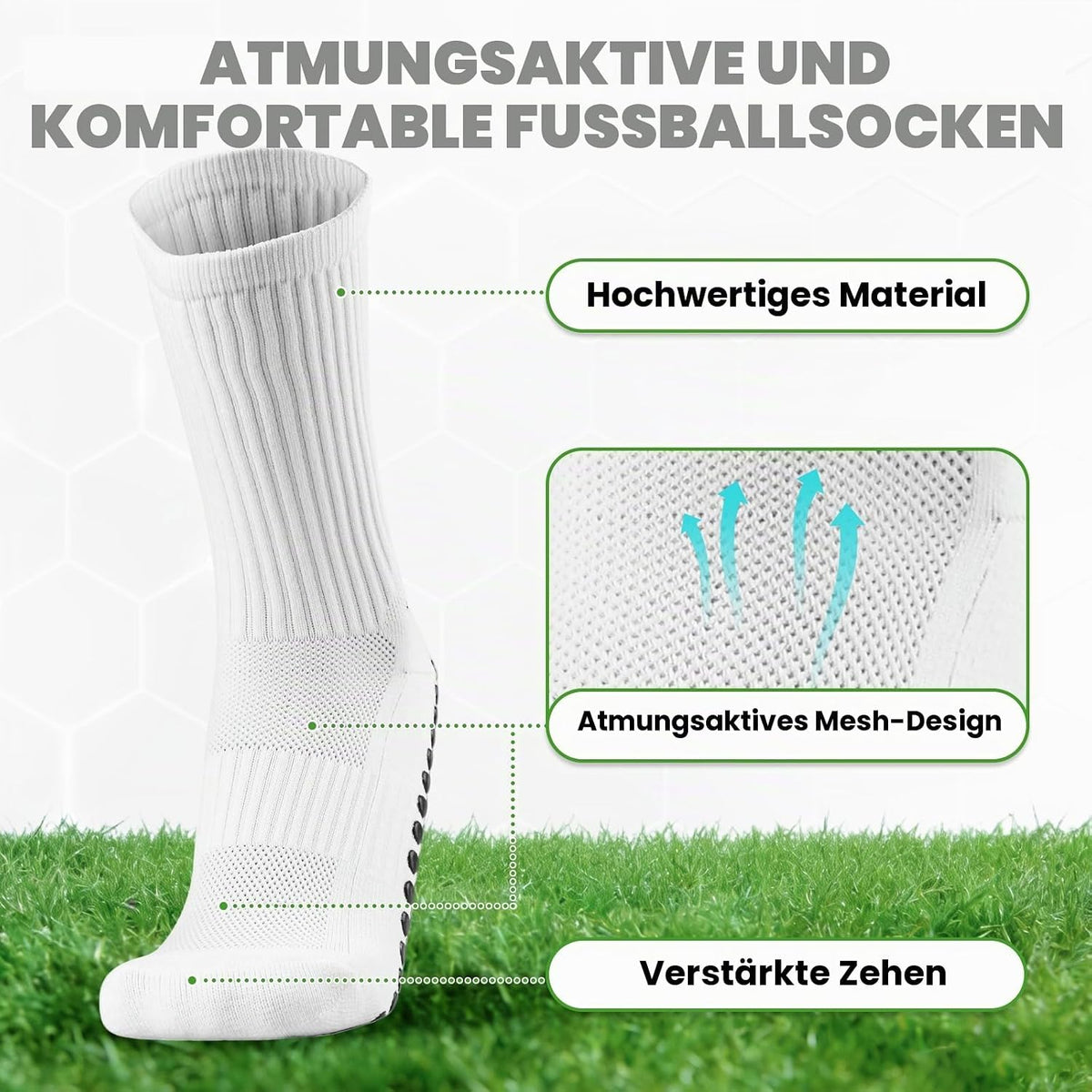 3 Paare Fußball Socken, 39-45 anti Rutsch Fußballsocken Grip Fußball Socken Atmungsaktiv Sportsocken, Football Socks Für Herren Damen Fussball Basketball Laufen