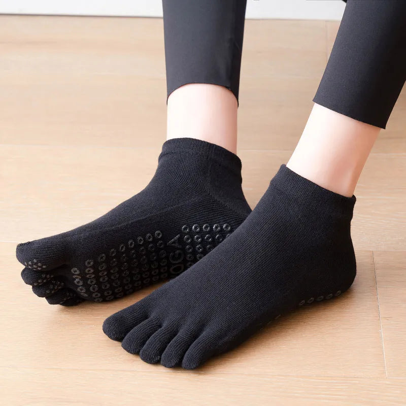 Pilates Dance Gym Yoga Socks Cotton Five-Finger Non-Slip Sports Socks Breathable Quick-Dry Elasticity Fitness Socks