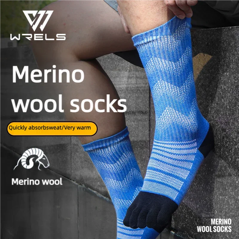 Merino Wool Thermal Socks for Men Moisture Wicking Thicken Warm Ski Hiking Cushioning Compression Sports Toe Socks