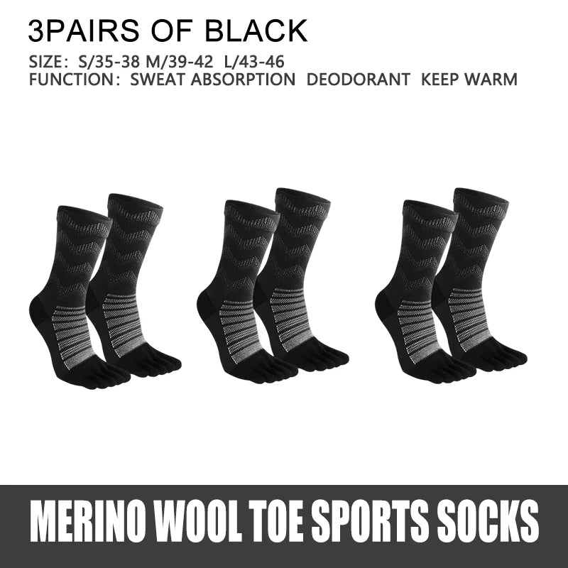 Merino Wool Thermal Socks for Men Moisture Wicking Thicken Warm Ski Hiking Cushioning Compression Sports Toe Socks