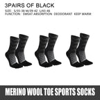 Merino Wool Thermal Socks for Men Moisture Wicking Thicken Warm Ski Hiking Cushioning Compression Sports Toe Socks