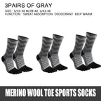 Merino Wool Thermal Socks for Men Moisture Wicking Thicken Warm Ski Hiking Cushioning Compression Sports Toe Socks