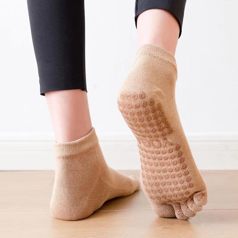 Pilates Dance Gym Yoga Socks Cotton Five-Finger Non-Slip Sports Socks Breathable Quick-Dry Elasticity Fitness Socks