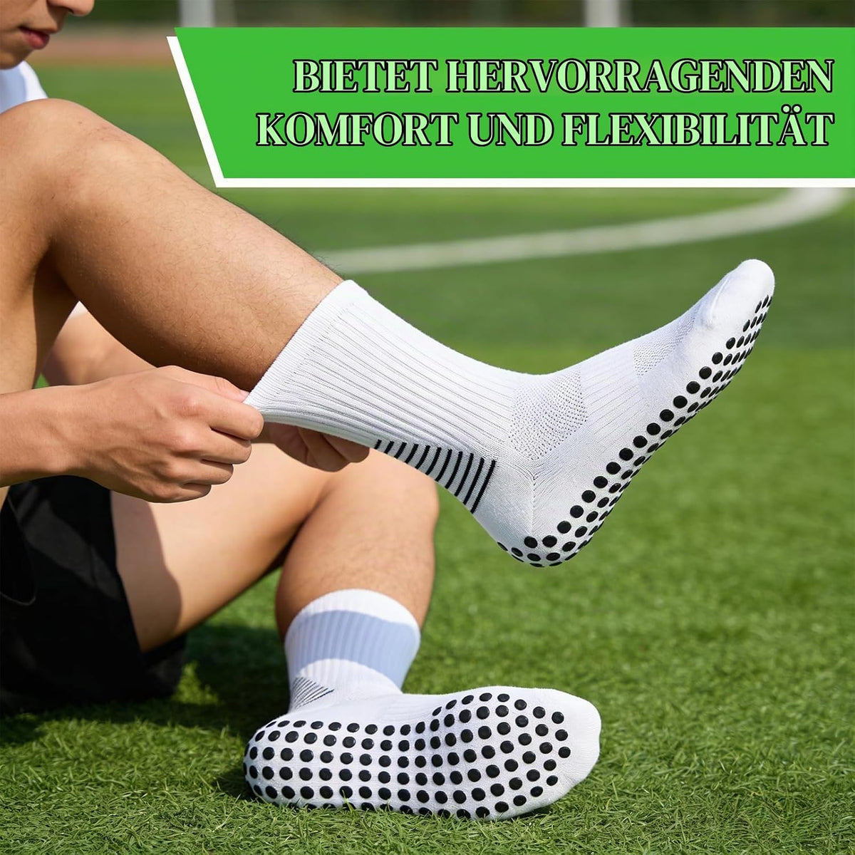 3 Paare Fußball Socken, 39-45 anti Rutsch Fußballsocken Grip Fußball Socken Atmungsaktiv Sportsocken, Football Socks Für Herren Damen Fussball Basketball Laufen