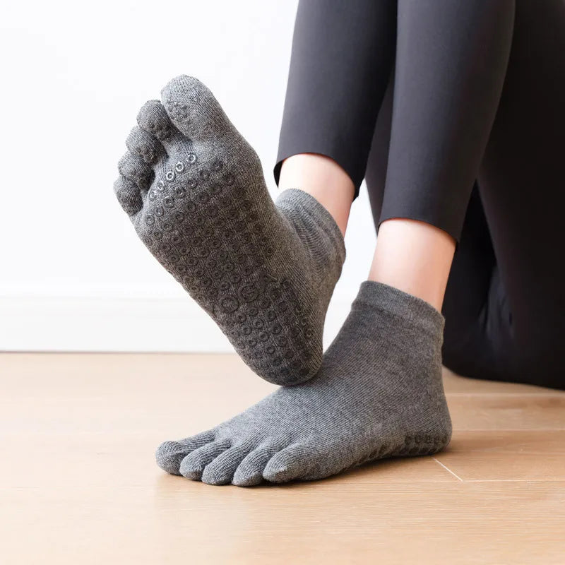 Pilates Dance Gym Yoga Socks Cotton Five-Finger Non-Slip Sports Socks Breathable Quick-Dry Elasticity Fitness Socks