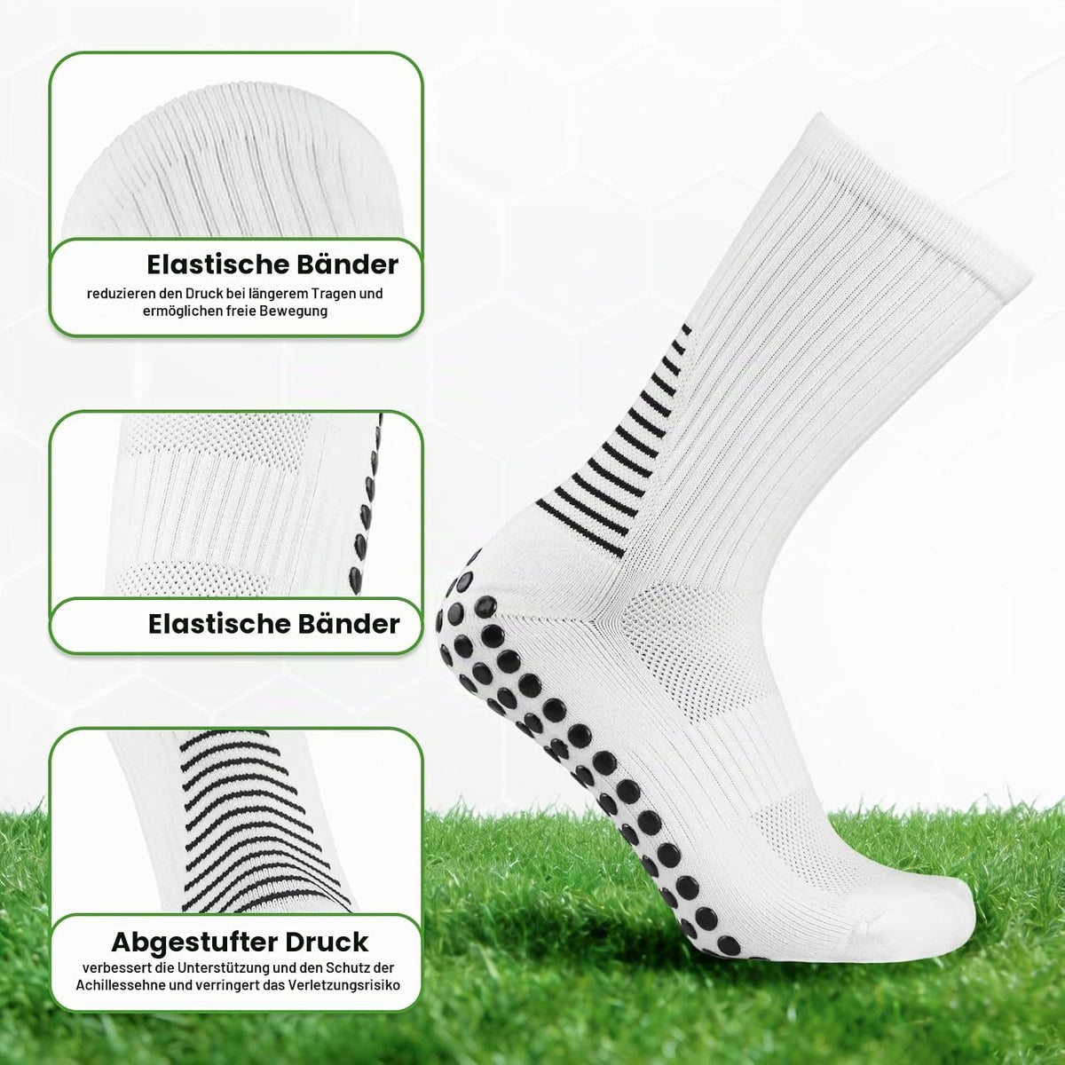 3 Paare Fußball Socken, 39-45 anti Rutsch Fußballsocken Grip Fußball Socken Atmungsaktiv Sportsocken, Football Socks Für Herren Damen Fussball Basketball Laufen